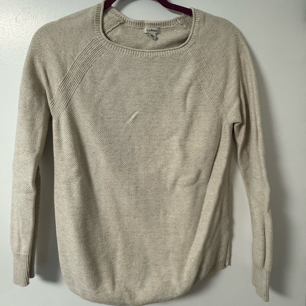 L.L.Bean Women's Beige Crew Neck Sweater